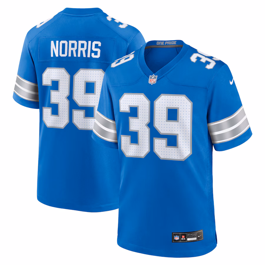 Men's Detroit Lions Morice Norris Nike  Blue Game Jersey - Puhuasuan