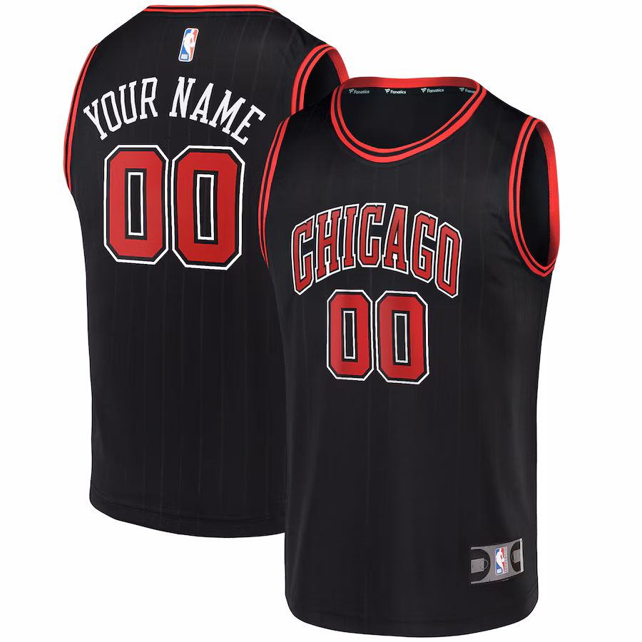 Men's Chicago Bulls Fanatics Black Fast Break Replica Custom Jersey - Statement Edition - Puhuasuan