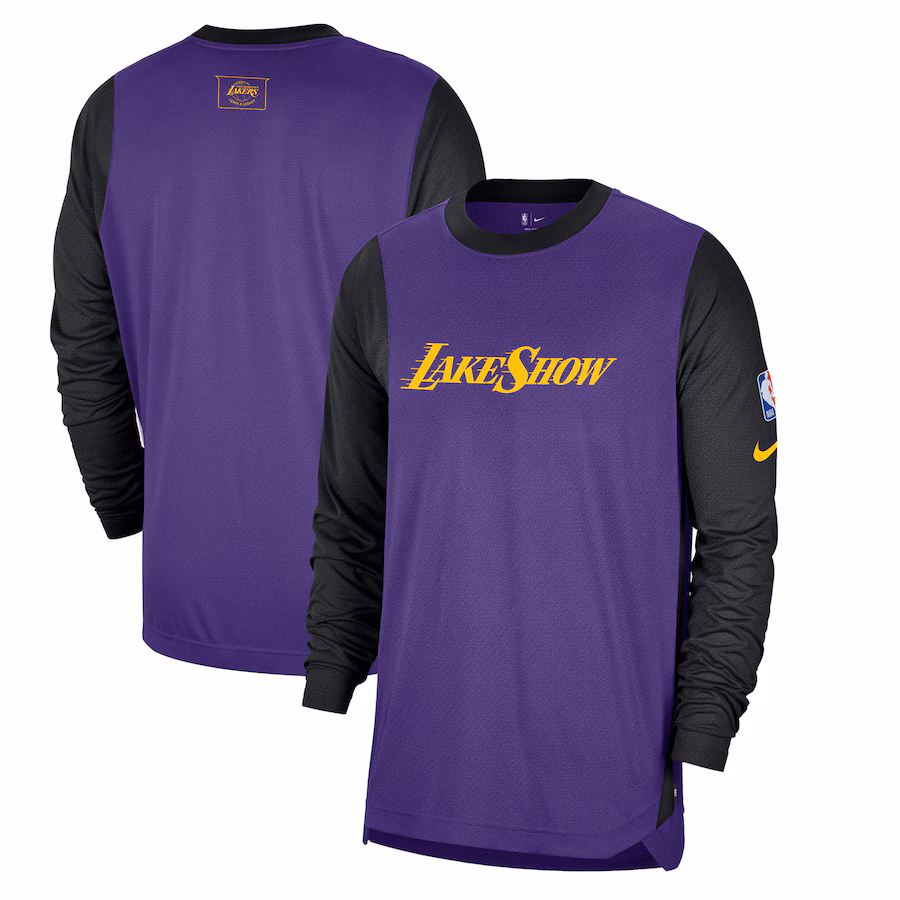 Men's Los Angeles Lakers Nike Purple 2024/25 City Edition Authentic Pregame Performance Long Sleeve Shooting T-Shirt - Puhuasuan
