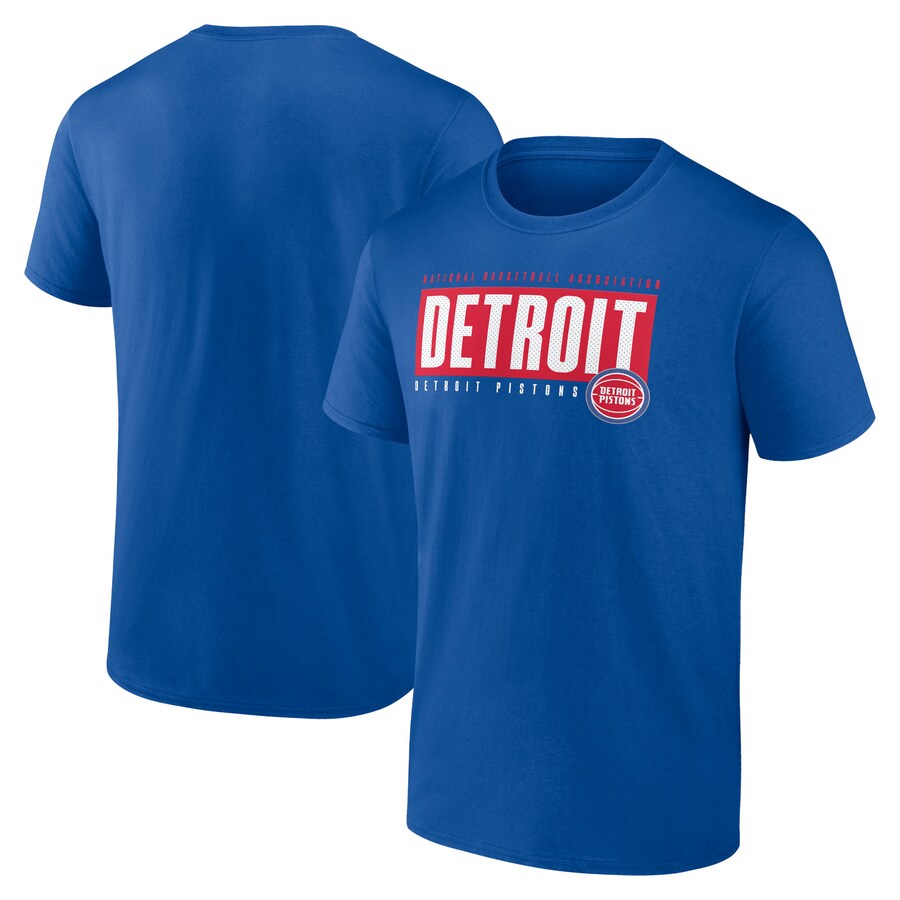 Men's Detroit Pistons Blue Blocked Out T-Shirt - Puhuasuan