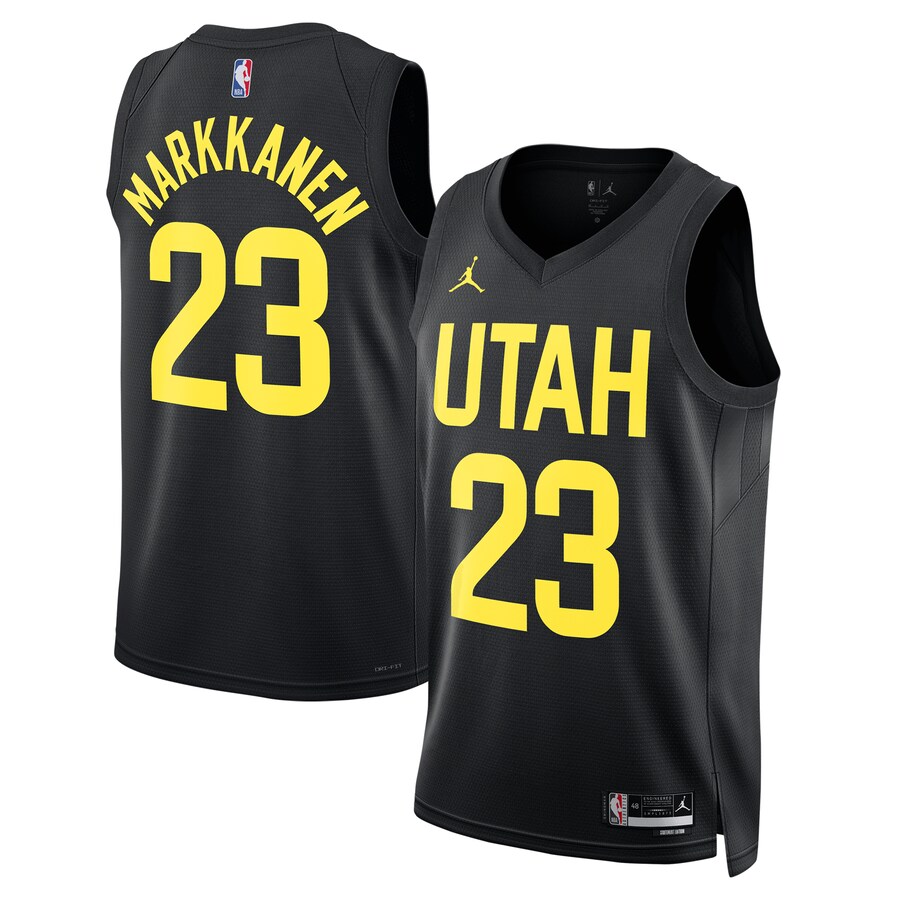Unisex Utah Jazz Lauri Markkanen Jordan Brand Black Swingman Player Jersey - Statement Edition - Puhuasuan