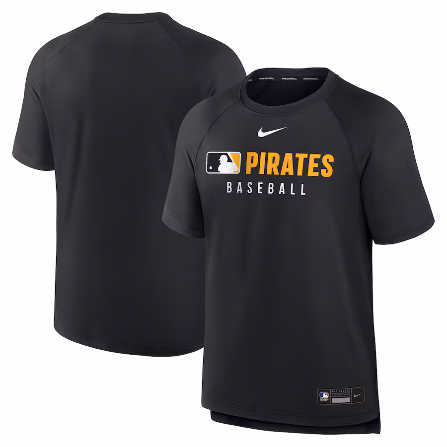 Men's Pittsburgh Pirates Nike Black Authentic Collection Pregame Raglan Performance T-Shirt - Puhuasuan