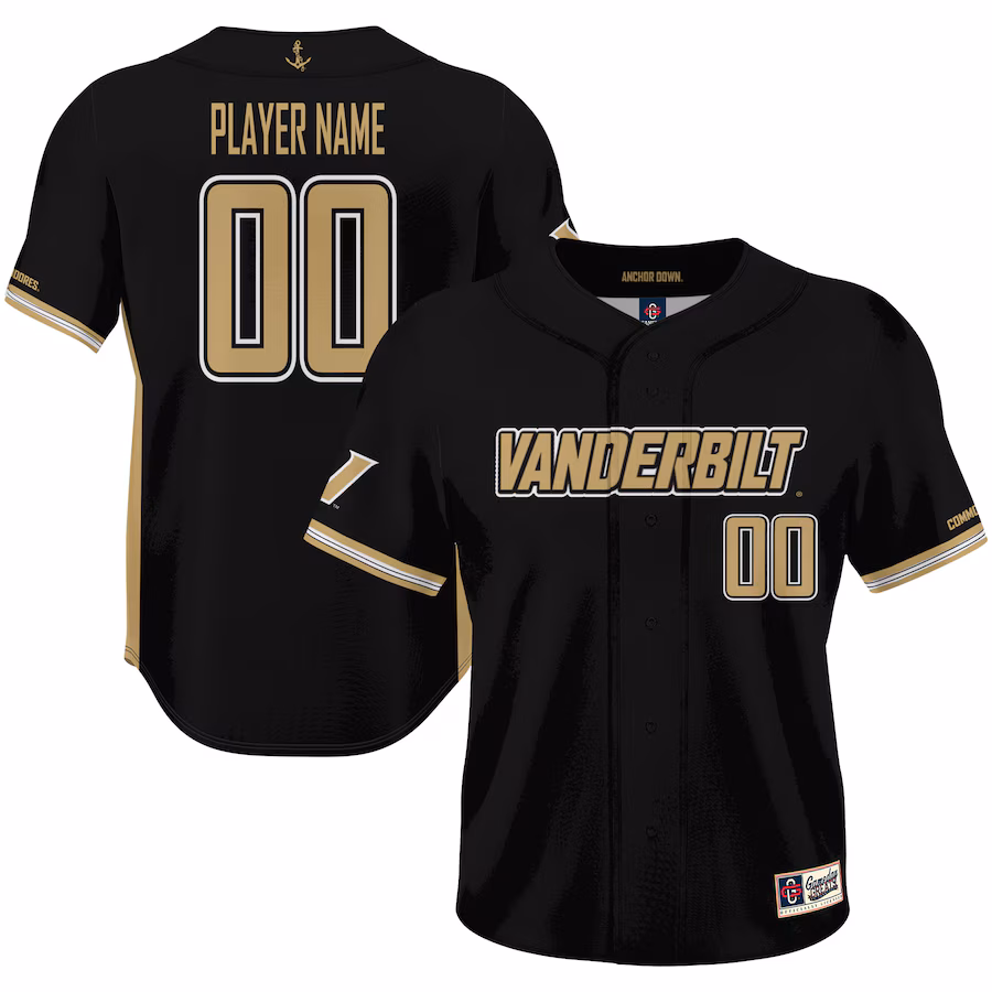 Vanderbilt Commodores GameDay Greats Youth NIL Pick-A-Player Lightweight Baseball Jersey - Black - Puhuasuan