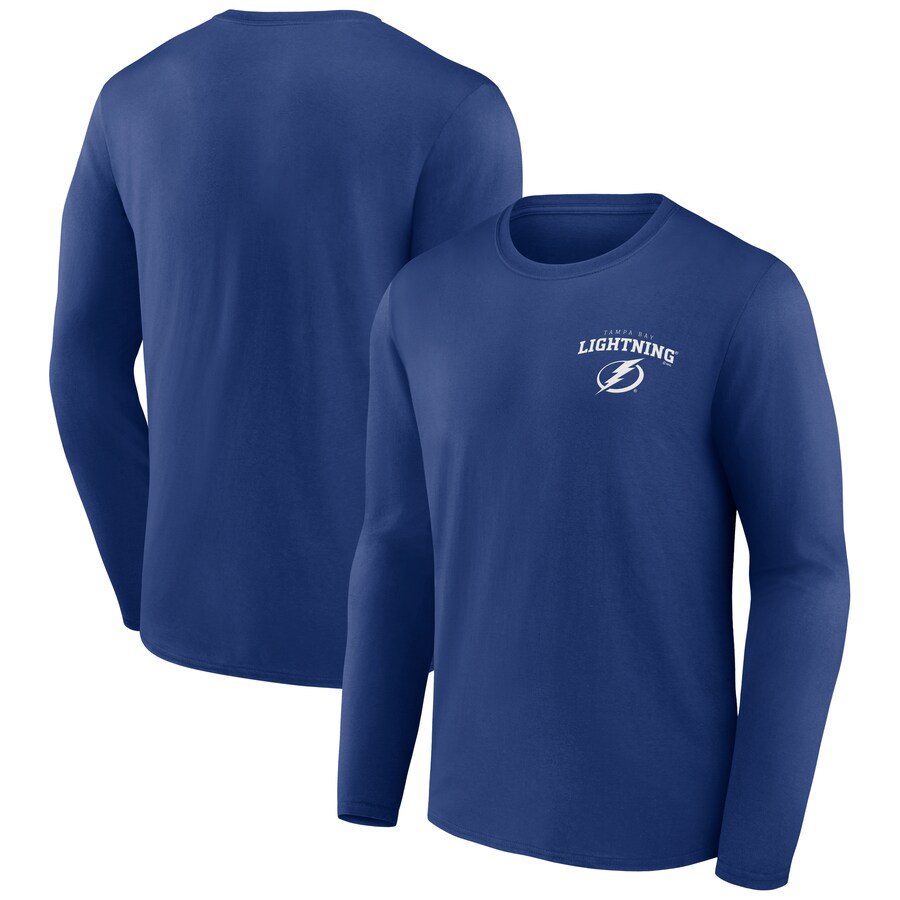 Men's Tampa Bay Lightning Blue Team Lockup Long Sleeve T-Shirt - Puhuasuan