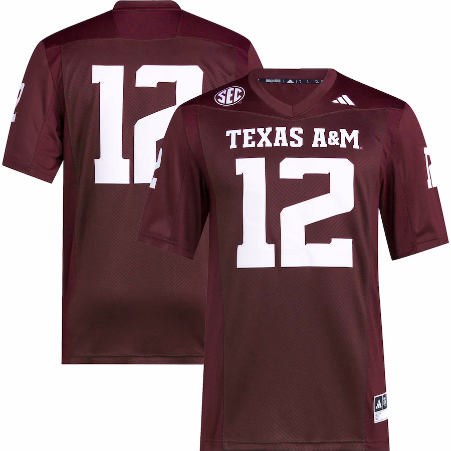 #12 Texas A&M Aggies adidas Premier Football Jersey - Maroon - Puhuasuan