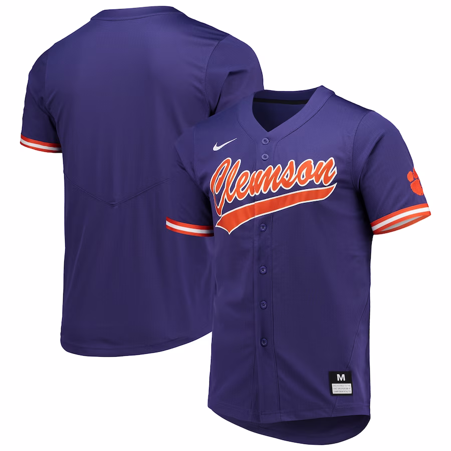 Clemson Tigers Nike Replica Baseball Jersey - Purple - Puhuasuan
