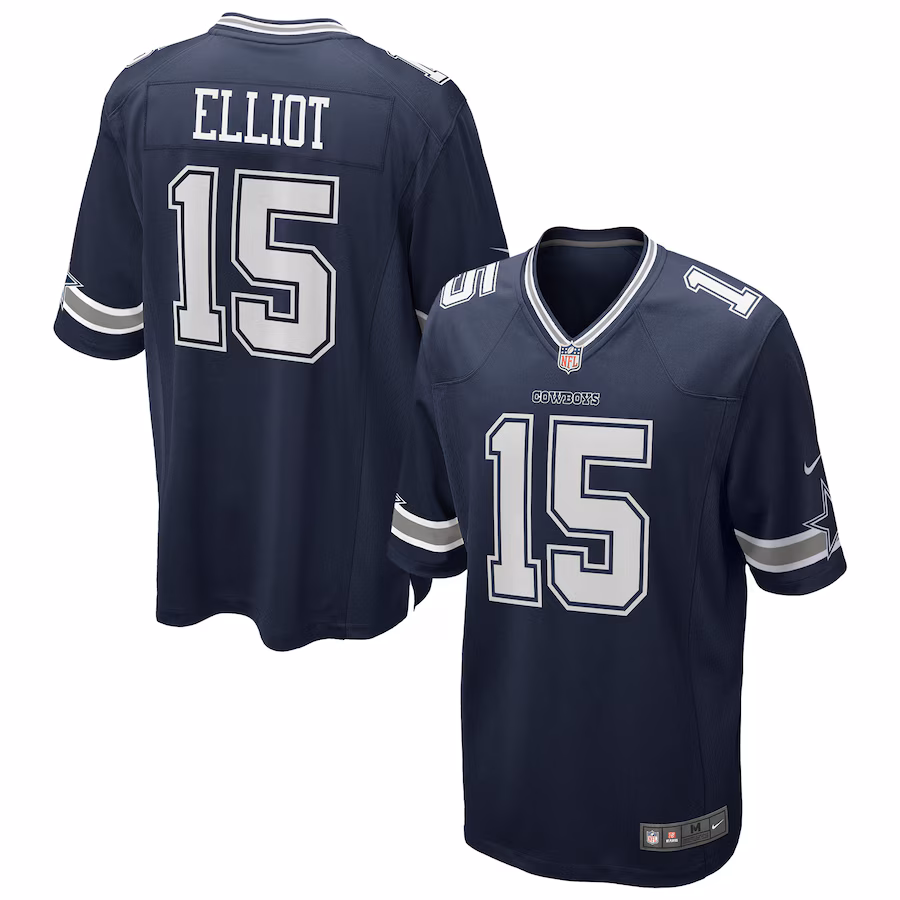 Men's Dallas Cowboys Ezekiel Elliott Nike Navy Team Game Jersey - Puhuasuan