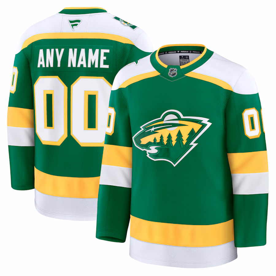 Men's Minnesota Wild Fanatics Green Alternate Premium Custom Jersey - Puhuasuan
