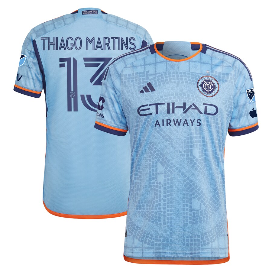 Men's New York City FC Thiago Martins adidas Sky Blue 2024 The Interboro Kit Authentic Player Jersey - Puhuasuan