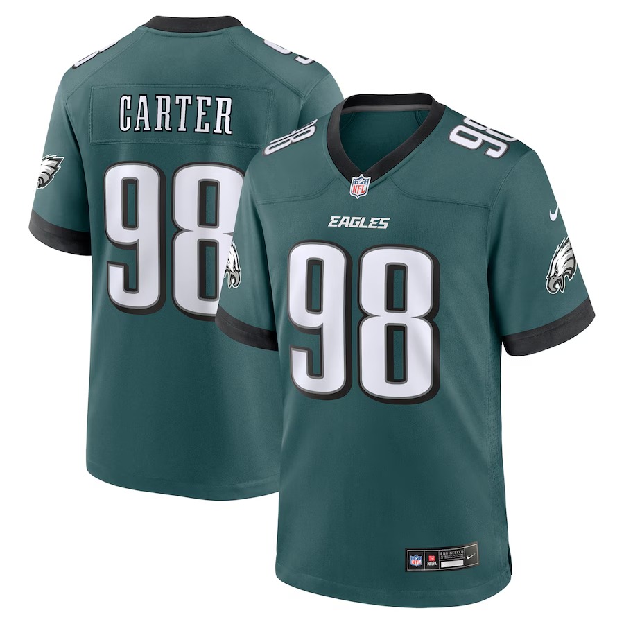 Men's Philadelphia Eagles Jalen Carter Nike Midnight Green Team Game Jersey - Puhuasuan