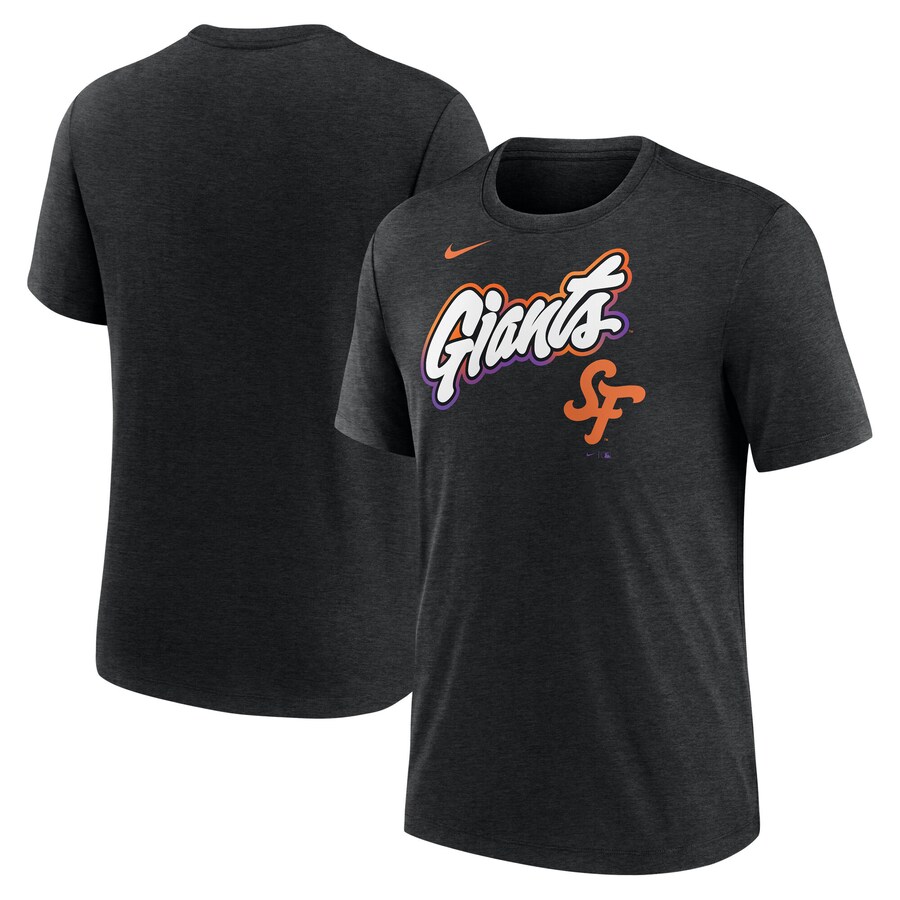Men's San Francisco Giants Nike Heather Black 2025 City Connect Tri-Blend T-Shirt - Puhuasuan