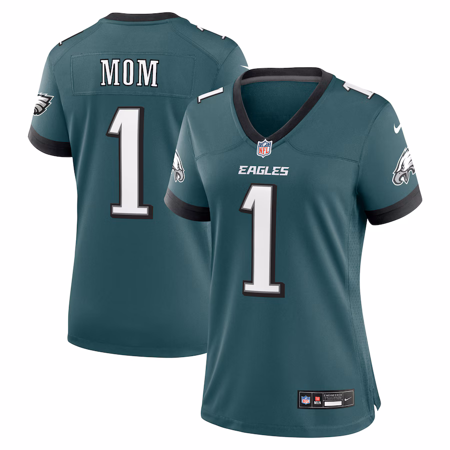 Women's Philadelphia Eagles Nike Midnight Green #1 Mom Game Jersey - Puhuasuan