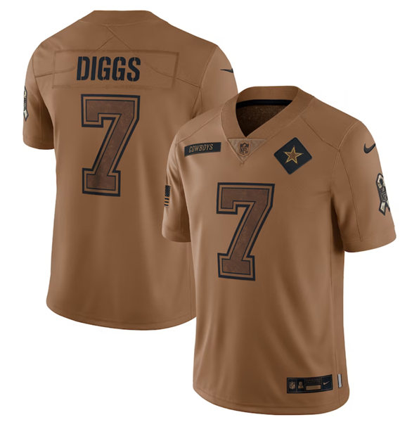 Men's Dallas Cowboys #7 Trevon Diggs 2023 Brown Salute To Service Limited Football Stitched Jersey - Puhuasuan