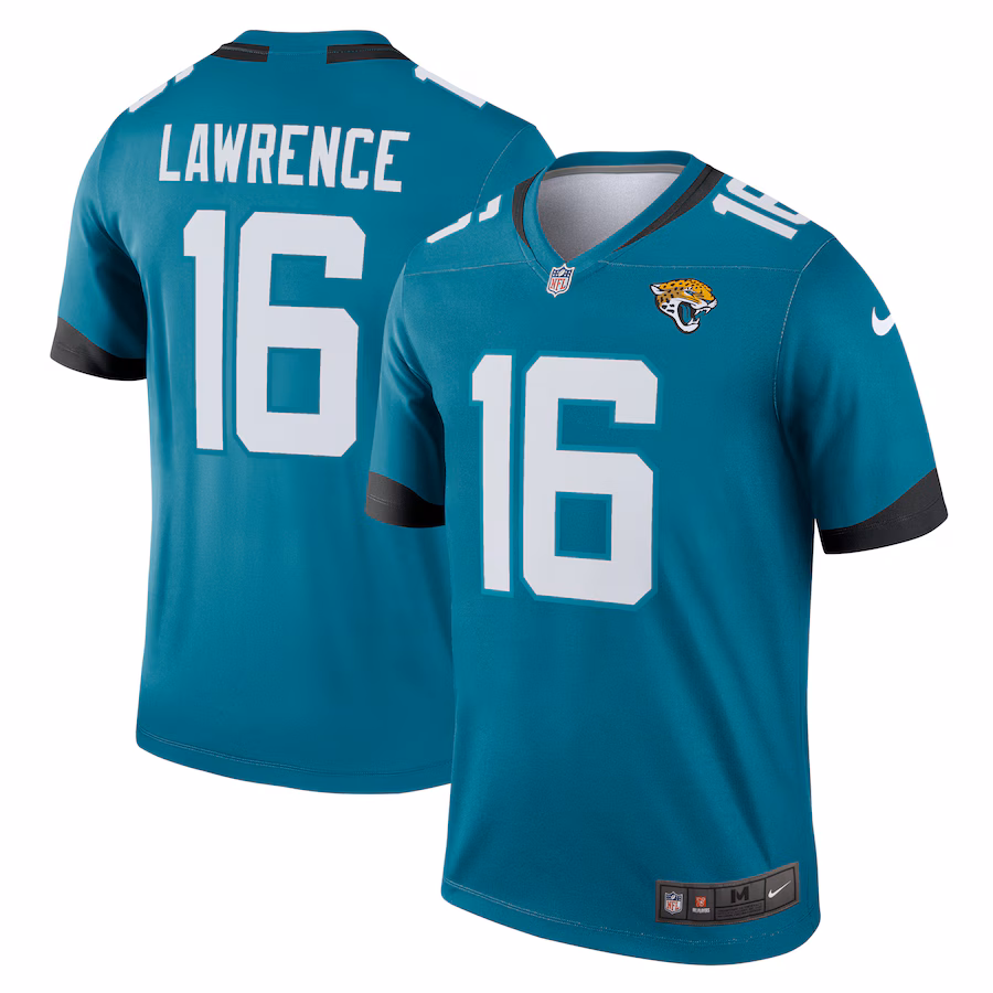 Men's Jacksonville Jaguars Trevor Lawrence Nike Teal Team Legend Player Performance Top - Puhuasuan
