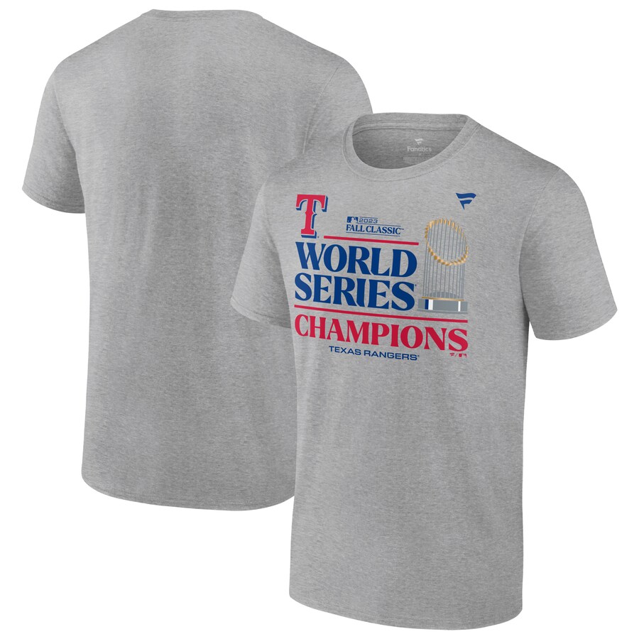 Men's Texas Rangers Fanatics Heather Gray 2023 World Series Champions Locker Room T-Shirt - Puhuasuan