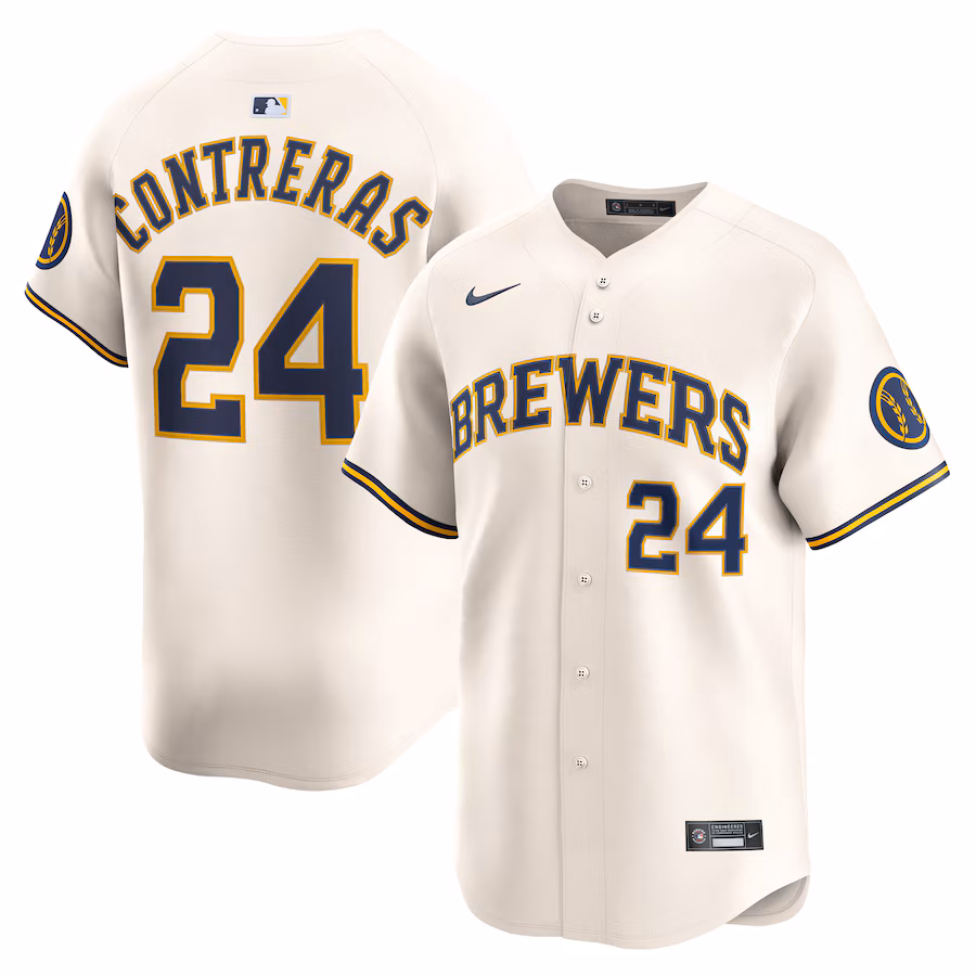 Men's Milwaukee Brewers William Contreras Nike Cream Alternate Limited Player Jersey - Puhuasuan