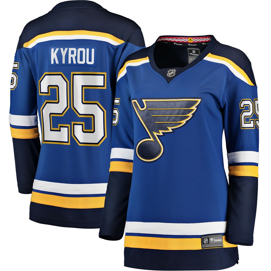 Women's St. Louis Blues Jordan Kyrou Fanatics Branded Blue Home Breakaway Player Jersey - Puhuasuan