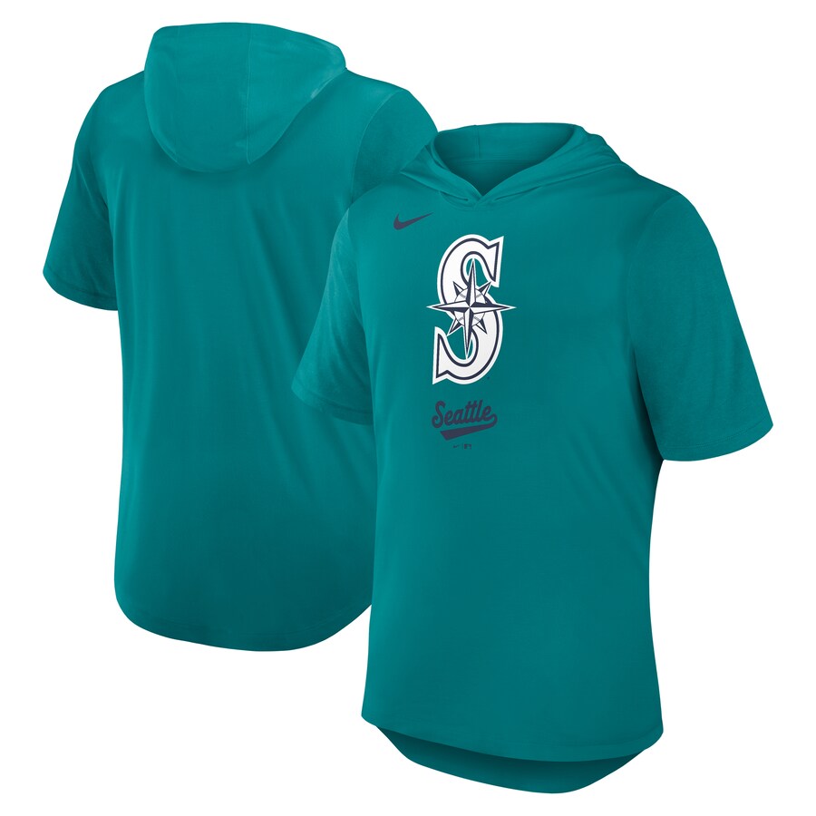 Men's Seattle Mariners Nike Aqua Tri-Blend Hoodie T-Shirt - Puhuasuan
