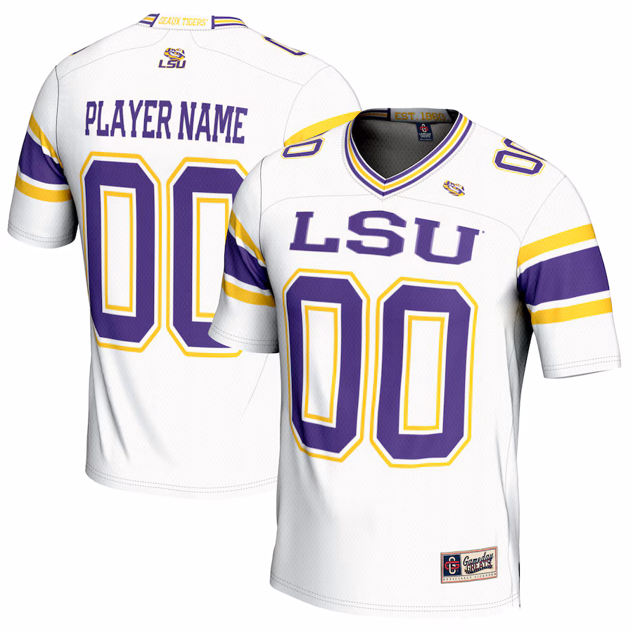 LSU Tigers GameDay Greats Youth NIL Pick-A-Player Football Jersey - White - Puhuasuan