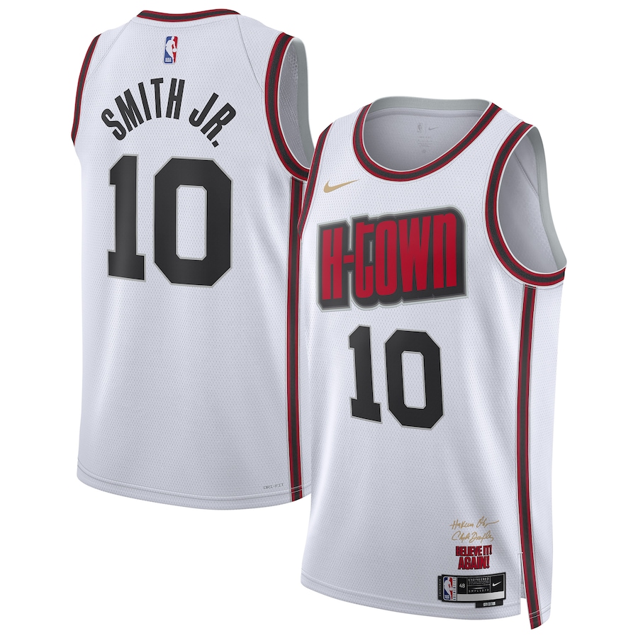 Unisex Houston Rockets Jabari Smith Jr. Nike White 2024/25 Swingman Player Jersey - City Edition - Puhuasuan