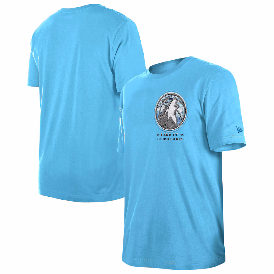 Men's Minnesota Timberwolves  New Era Blue 2024/25 City Edition Chenille Heavyweight T-Shirt - Puhuasuan
