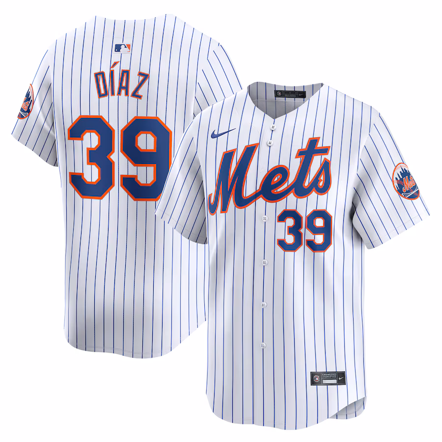 Men's New York Mets Edwin Diaz Nike White Home Limited Player Jersey - Puhuasuan
