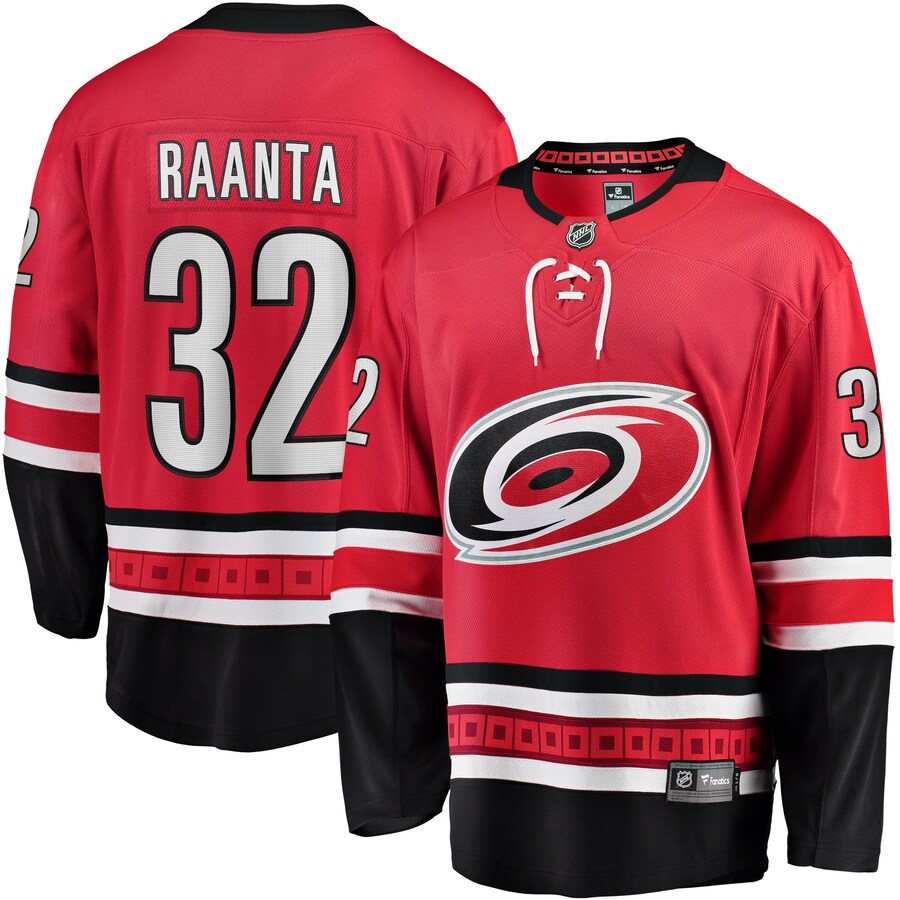 Men's Carolina Hurricanes Antti Raanta Fanatics Branded Red Alternate Breakaway Player Jersey - Puhuasuan