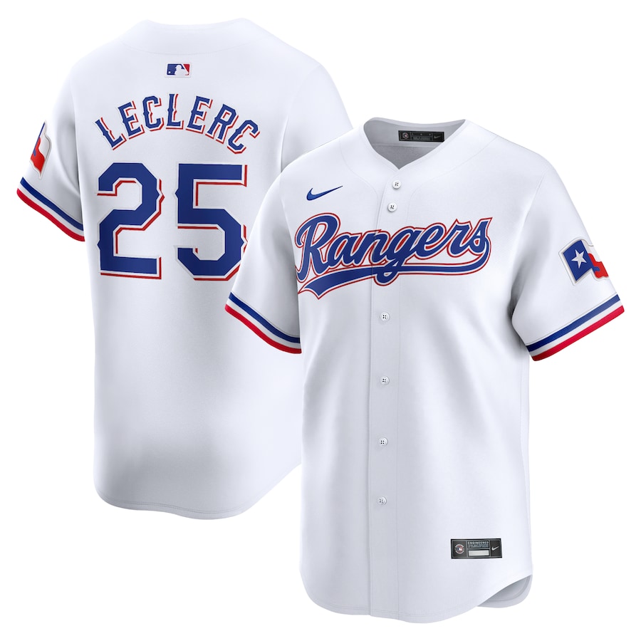 Men's Texas Rangers Jose Leclerc Nike White Home Limited Player Jersey - Puhuasuan