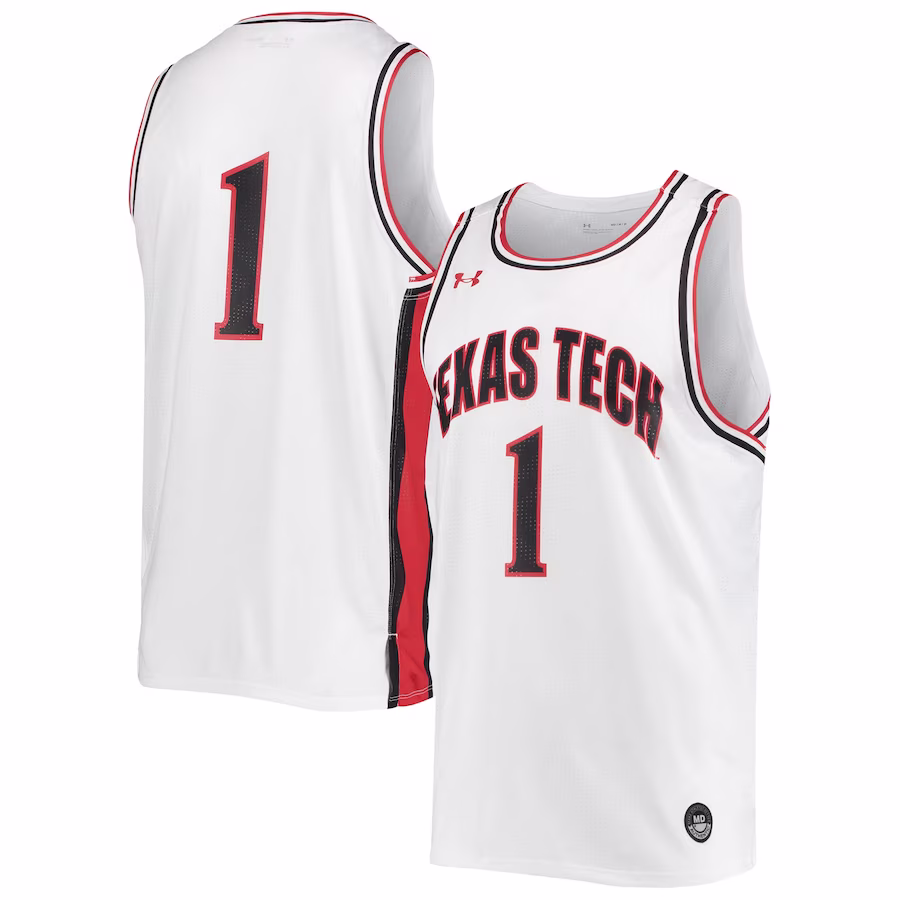 #1 Texas Tech Red Raiders Under Armour Replica Basketball Jersey - White - Puhuasuan