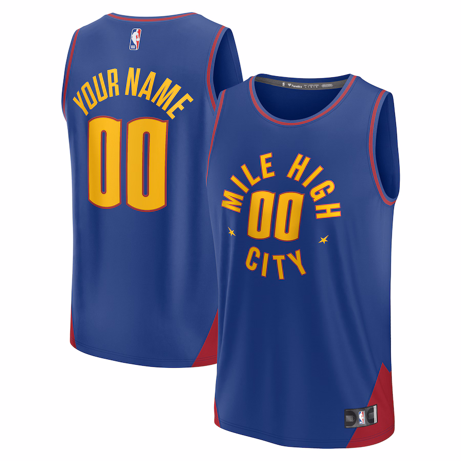 Youth Denver Nuggets Fanatics Blue Fast Break Replica Custom Jersey - Statement Edition - Puhuasuan