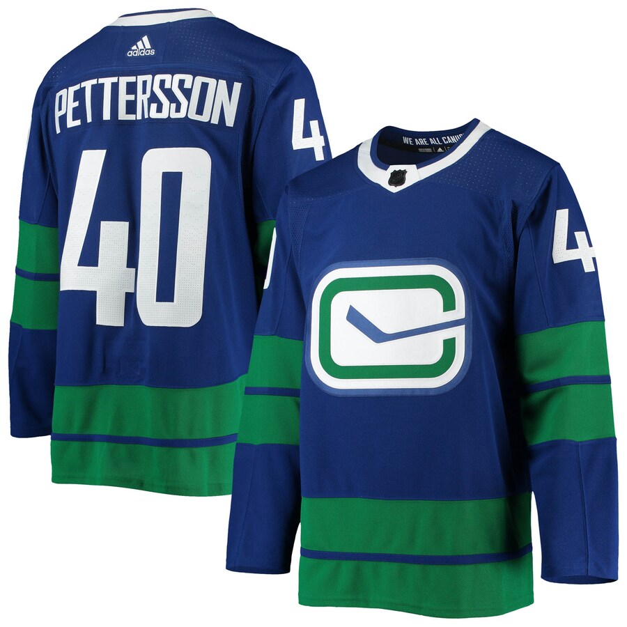 Men's Vancouver Canucks Elias Pettersson adidas Blue 2020/21 Authentic Alternate Player Jersey - Puhuasuan