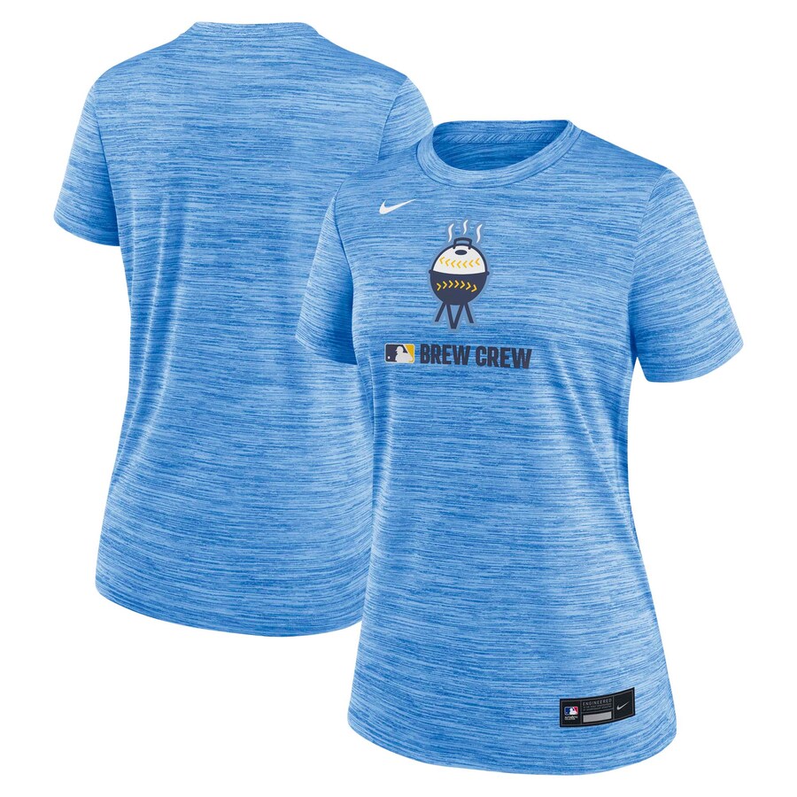 Women's Milwaukee Brewers Nike Powder Blue Authentic Collection City Connect Velocity Performance T-Shirt - Puhuasuan