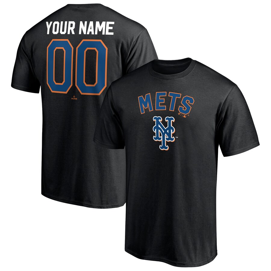 Men's New York Mets Black Cooperstown Winning Streak Alternate Personalized Name & Number T-Shirt - Puhuasuan