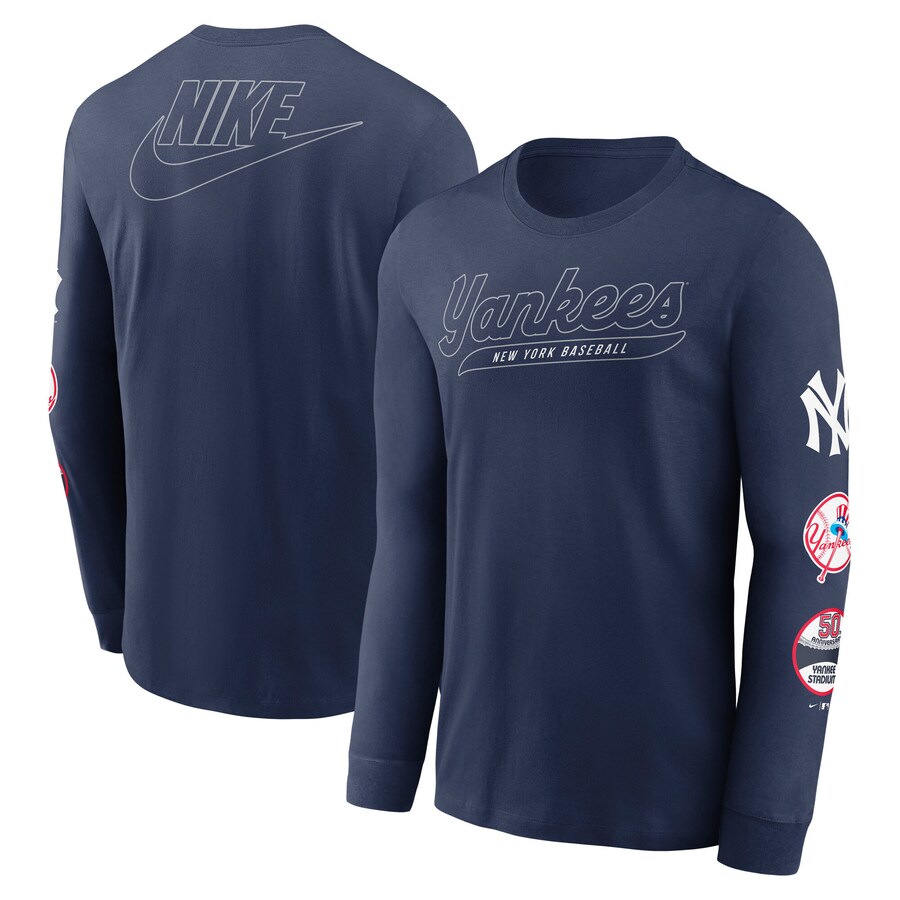 Men's New York Yankees Nike Navy Cooperstown Collection Knockout Long Sleeve T-Shirt - Puhuasuan