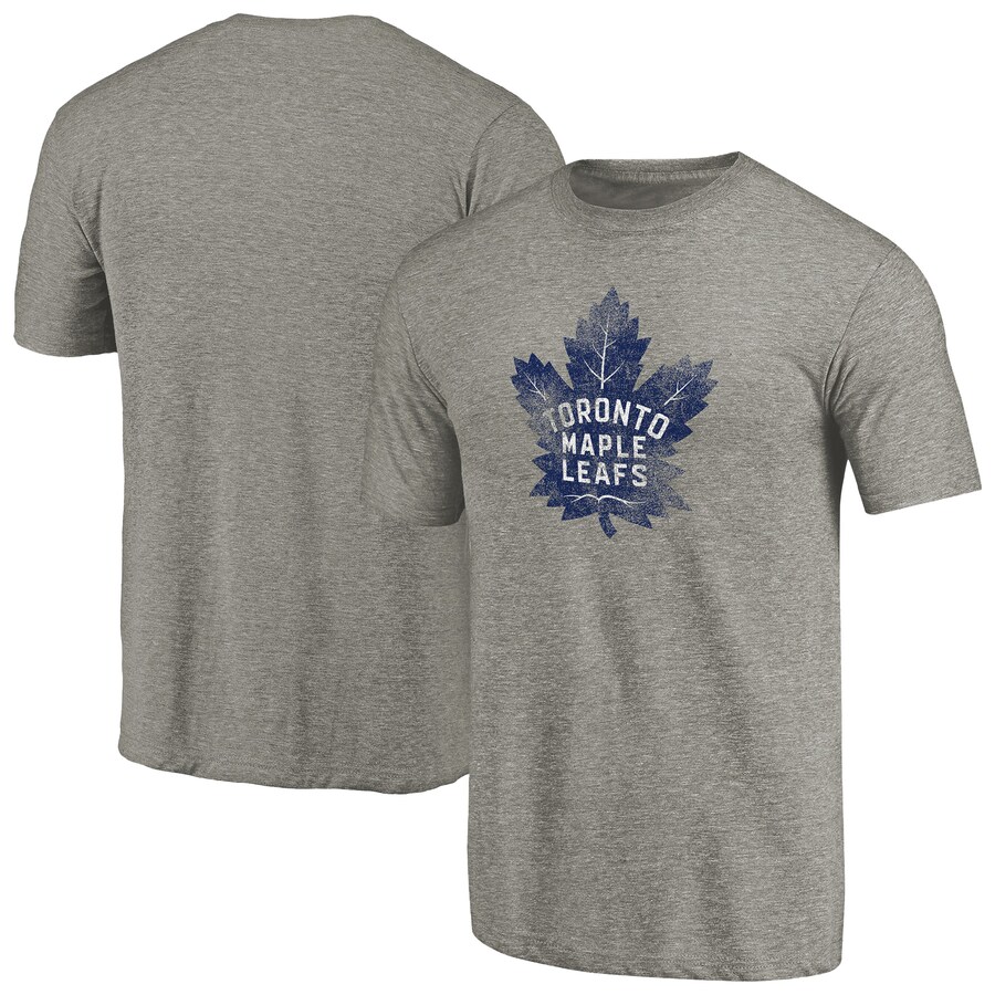 Men's Toronto Maple Leafs Ash Distressed Team Tri-Blend T-Shirt - Puhuasuan