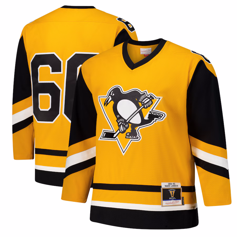 Men's Pittsburgh Penguins Mario Lemieux Gold 1984-85 Power Play Jersey - Puhuasuan