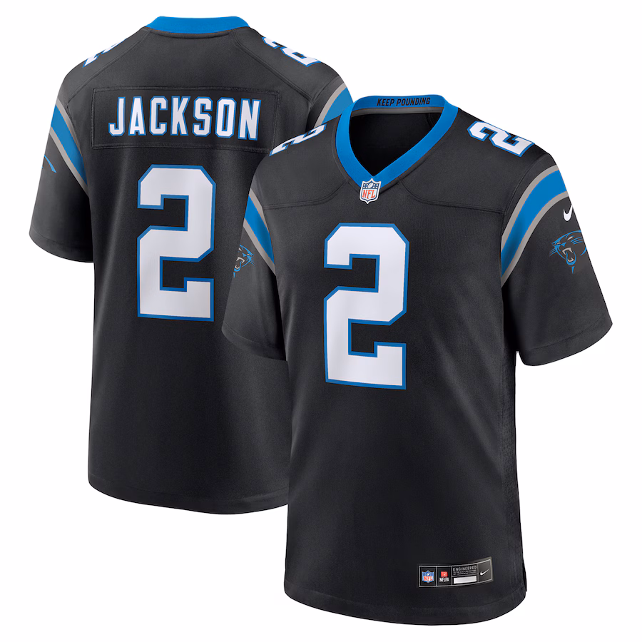 Men's Carolina Panthers Mike Jackson Nike Black Game Jersey - Puhuasuan