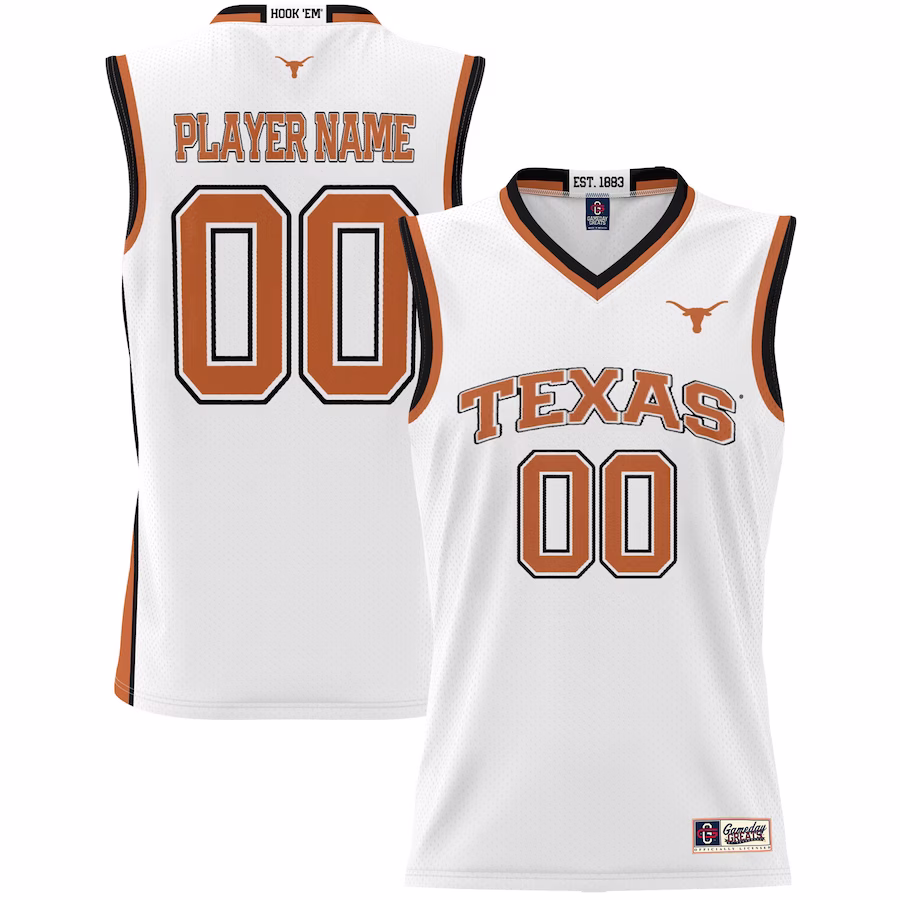 Texas Longhorns GameDay Greats Unisex  Lightweight NIL Pick-A-Player Basketball Jersey - White - Puhuasuan