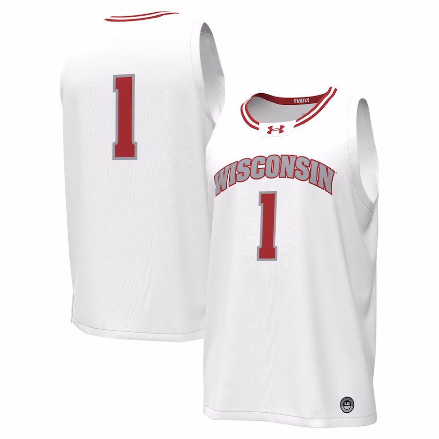 #1 Wisconsin Badgers Under Armour Replica Basketball Jersey - White - Puhuasuan