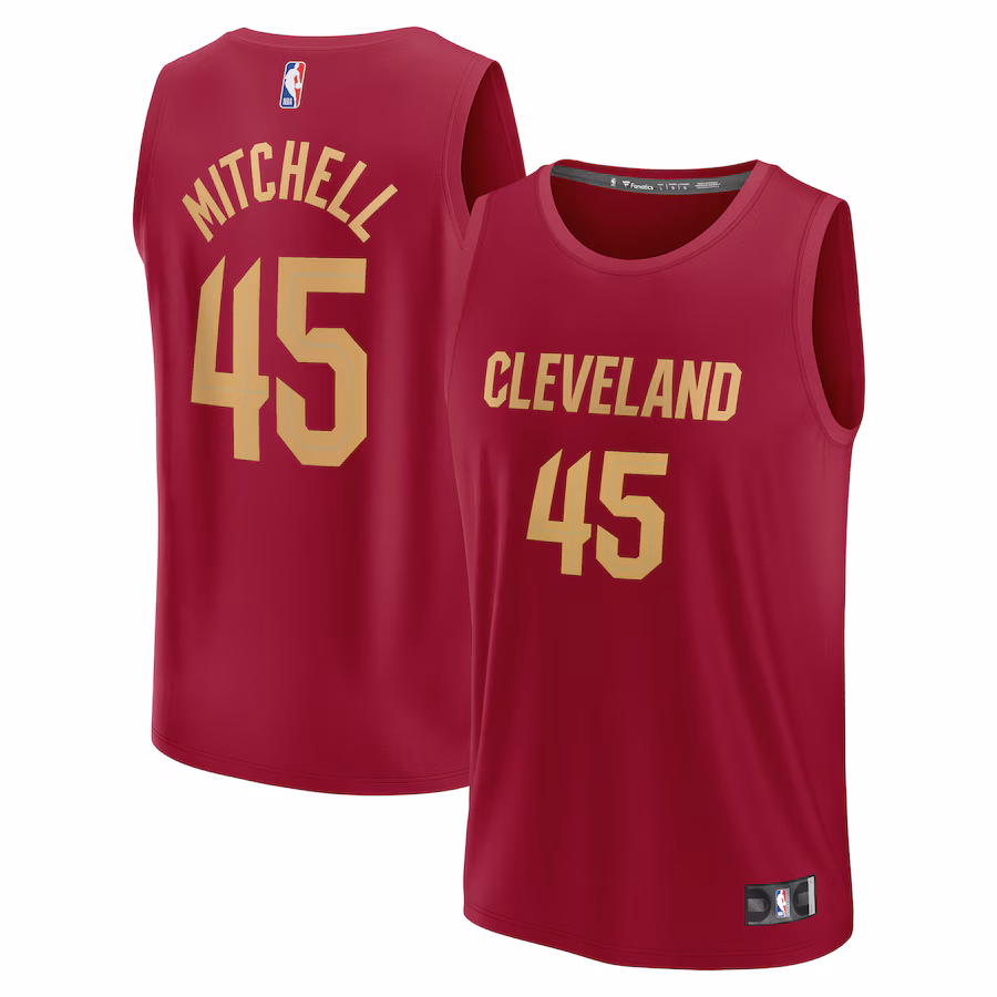 Men's Cleveland Cavaliers Donovan Mitchell Fanatics Wine Fast Break Replica Jersey - Icon Edition - Puhuasuan
