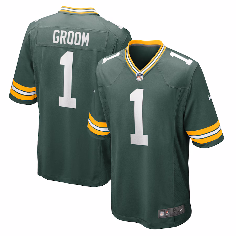 Men's Green Bay Packers Number 1 Groom Nike Green Game Jersey - Puhuasuan