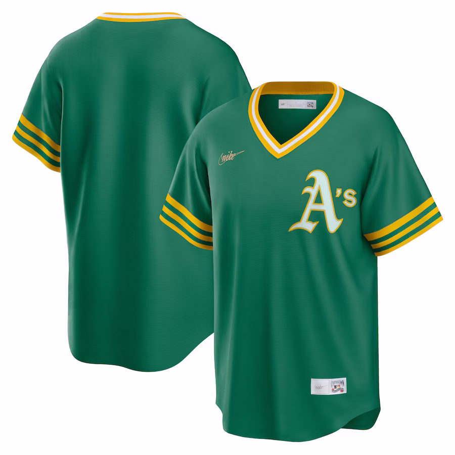 Men's Oakland Athletics Nike Kelly Green Road Cooperstown Collection Team Jersey - Puhuasuan