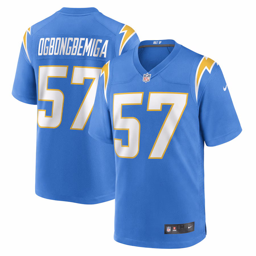 Men's Los Angeles Chargers Amen Ogbongbemiga Nike Powder Blue Game Player Jersey - Puhuasuan