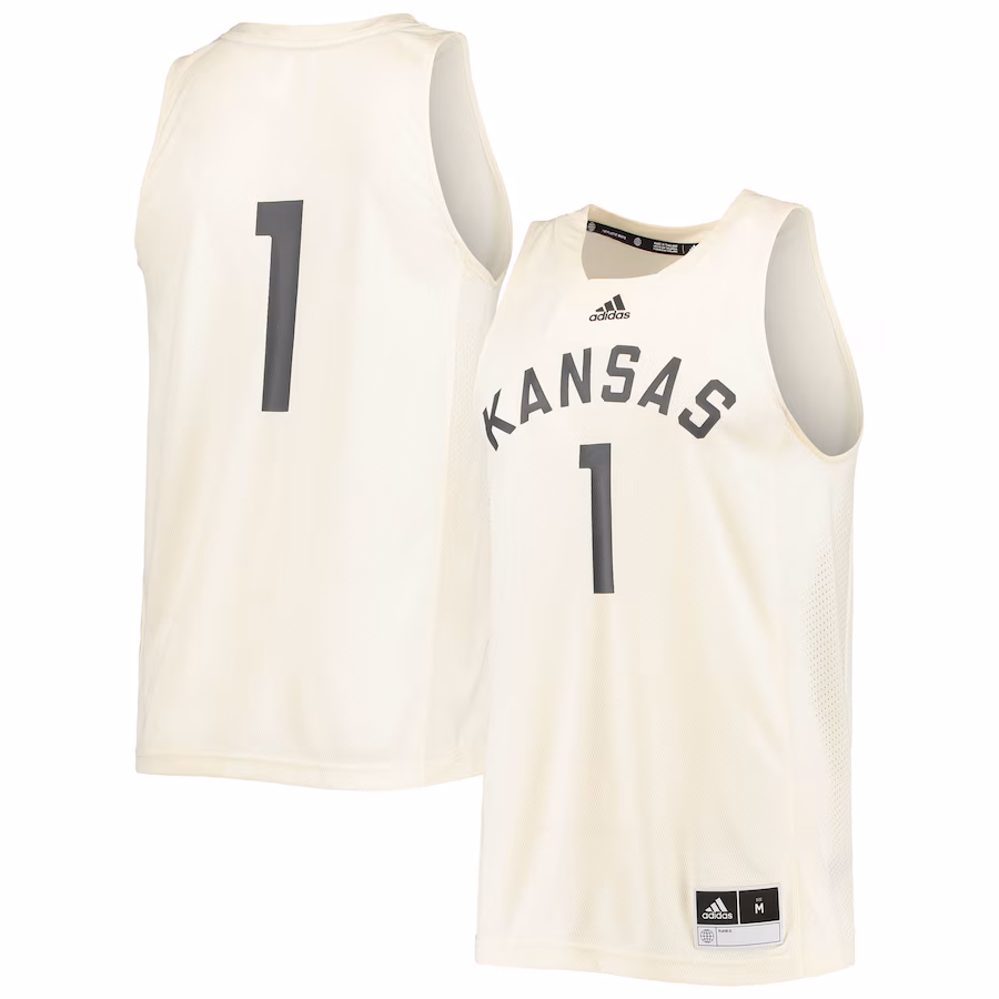 Men's adidas #1 Cream Kansas Jayhawks Reverse Retro Jersey - Puhuasuan