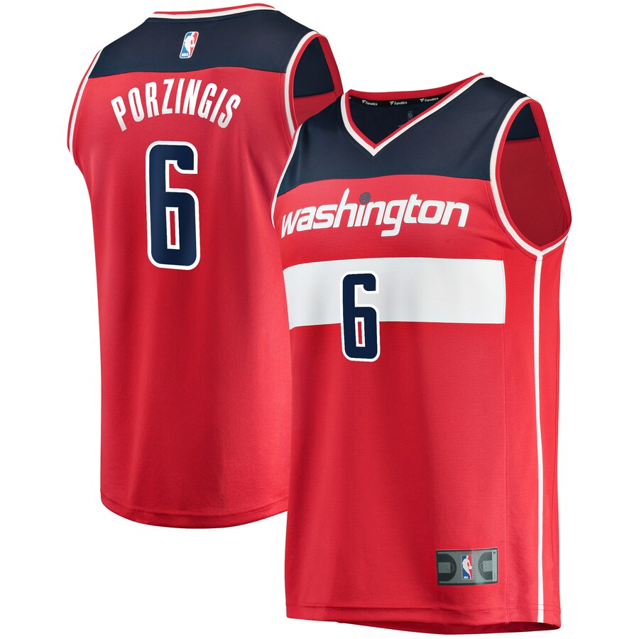Men's Washington Wizards Kristaps Porzingis Fanatics Red Fast Break Replica Jersey - Icon Edition - Puhuasuan