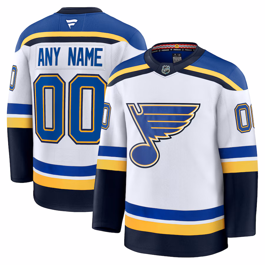 Men's St. Louis Blues Fanatics White Away Premium Custom Jersey - Puhuasuan