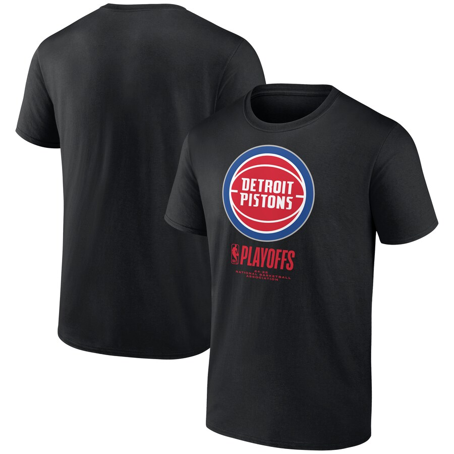Men's  Detroit Pistons Black 2025 NBA Playoffs Alley Oop T-Shirt - Puhuasuan