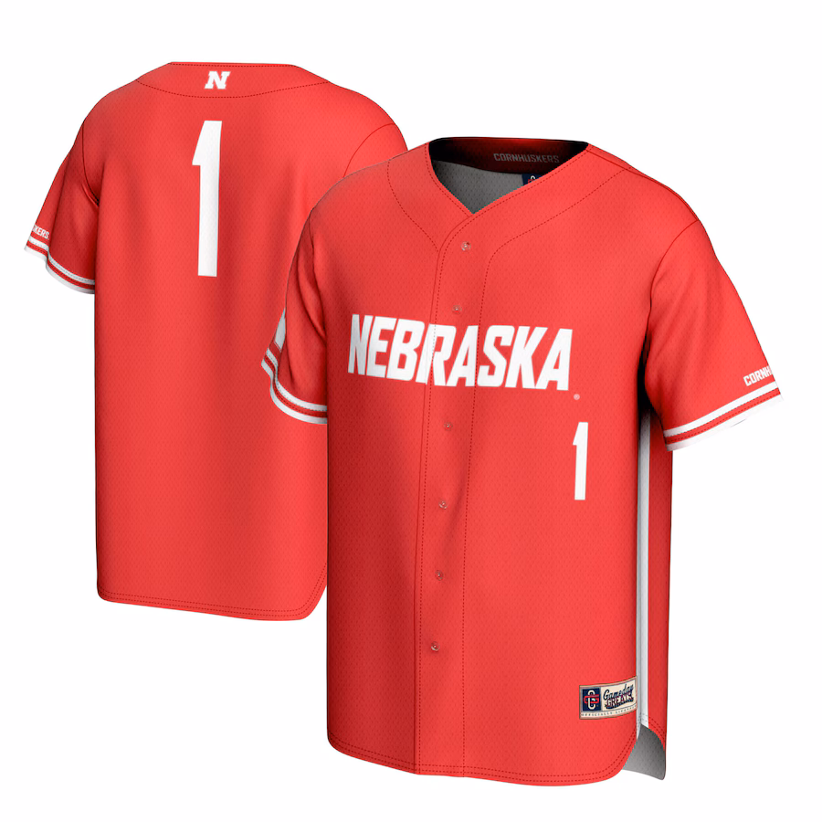 Men's GameDay Greats #1 Scarlet Nebraska Huskers Lightweight Baseball Jersey - Puhuasuan