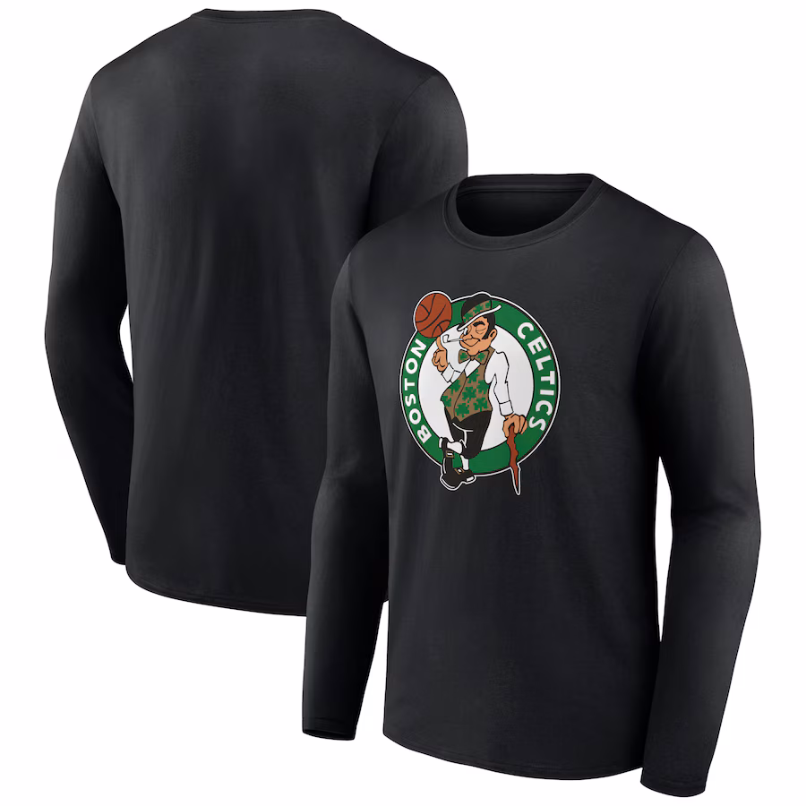 Men's Boston Celtics Black Primary Logo Long Sleeve T-Shirt - Puhuasuan