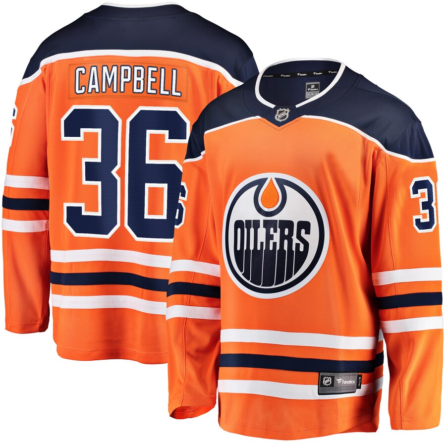 Men's Edmonton Oilers Jack Campbell Fanatics Branded Orange Home Breakaway Player Jersey - Puhuasuan